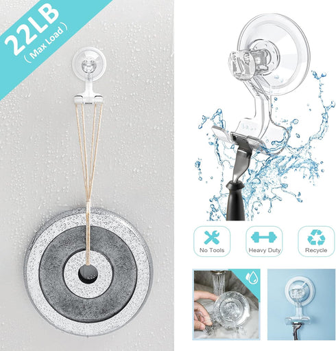 VIS'V Suction Cup Razor Holder, Shower Suction Hooks for His and Hers, Removable and Reusable, Clear, 4 Pcs.