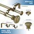 Urbanest Fluted Ball Adjustable Double Drapery Curtain Rod Set - 5/8", 48"-84", Antique Gold
