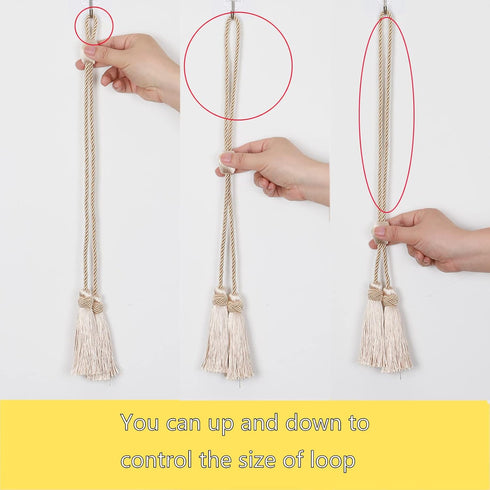 Curtain Tiebacks with Tassel, Modern Rope Window Curtain Ties Backs for Draperies, Elegant Decorative Curtain Holdbacks