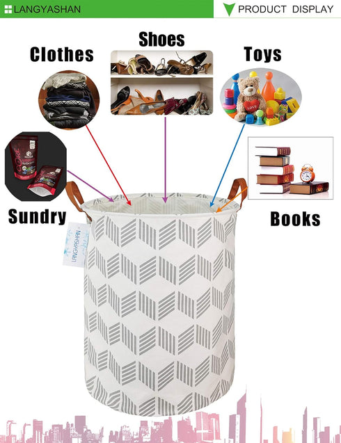 LANGYASHAN Collapsible Laundry Basket, Canvas Fabric Organizer for Storage, Toy Bins, Gift Baskets, Bedroom Clothes,
