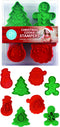 R&M Christmas Double-Sided Cookie Cutter Stamper Set of 4, Green and Red, Assorted Designs: Christmas Tree, Snowman,