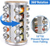 Spice Rack Organizer with Jars for Cabinet, 20Pcs Revolving Seasoning Organizer, Stainless Steel/Wooden