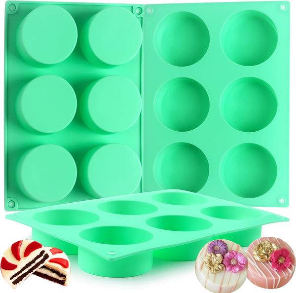 3 Pcs Oreo Cookie Chocolate Silicone Mold, 6-Cavity Round Molds for Candy, Mini Cakes, Jelly