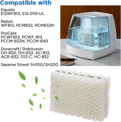 Freeboy Wf813 Eqwf813 Humidifier Filters Replacement for Equate Eqwf813 Eq-2119-Ul; Relion Rcm832 Rcm-832n; Procare Pcwf813; Protec Wf813 Humidifier Replacement Filter(4 Pack)
