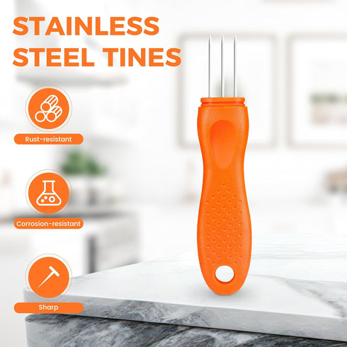 Wutfly 3-Prong 5.5" Sausage Pricker Tool, Stainless Steel Air Release Poker for Casings, Ergonomic Salami Perforator