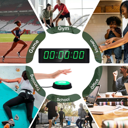 Stopwatch/Countdown 12/24H YZ Gym Clock for Home Gym with Start/Stop Button, Interval Timer for Workout, Timer