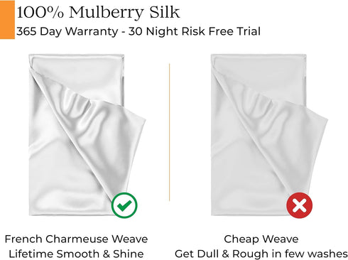 Sleep Mantra White Silk Pillowcase, Standard Size 20 x 26 Inch, 100% Real Silk, 22 Momme Washable Soft Pillow Sham for