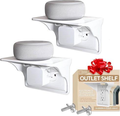 Storage Theory Power Perch Horizontal Outlet Shelf - Space Saving Bathroom Shelving for Electric Toothbrush, Echo Dot