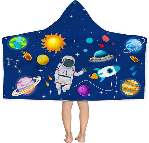 Bonsai Tree Spaceman Hooded Beach Towel for Kids, Cute Space Man Bath