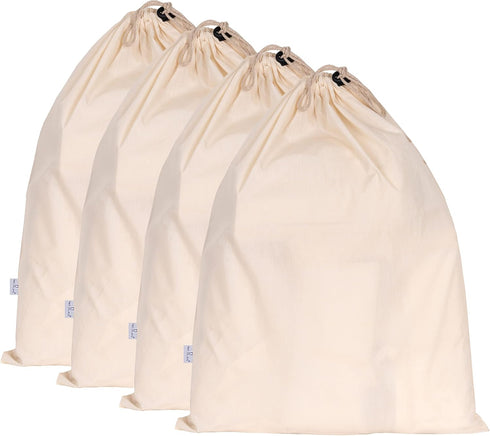 4-Pack Jumbo Drawstring Dust Covers, Large Cotton Cloth Storage Pouch 26" x 20" for Handbags, Laundry