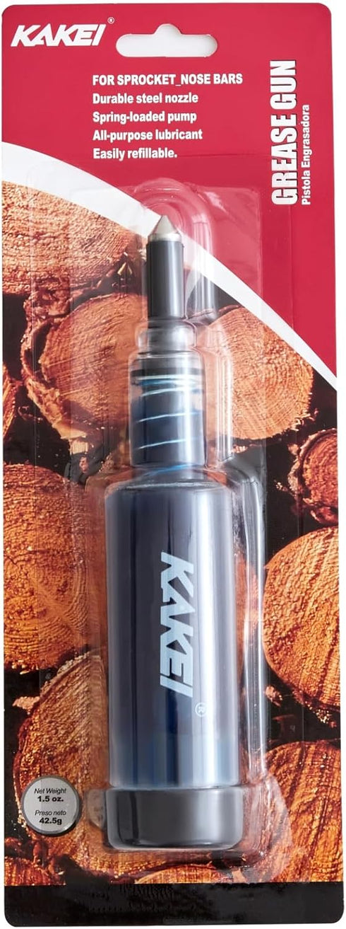 KAKEI Chainsaw Bar Grease Gun 1.5 oz, All-Purpose Lubricant for Chainsaw Guide