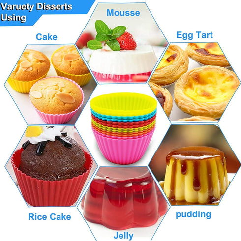 Utoolmart Silicone Cupcake Cups, Reusable Non-stick Baking Liners for Party Halloween Christmas, Green 5 Pcs