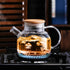 PARACITY 20 OZ Glass Teapot Stovetop, Borosilicate Clear Tea Kettle with Bamboo Lid and Removable Filter Spout