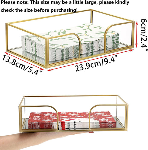 Sumnacon Countertop, Bathroom Guest Towel Holder - Rectangle Glass Napkin Holder for Guest Hand Towels Paper Napkins