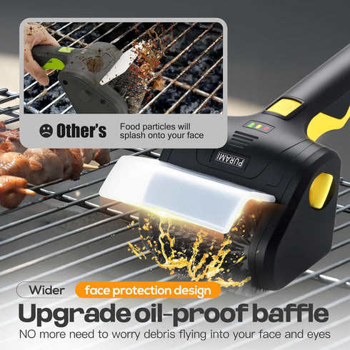 360 8V 700r/min Battery Operated Grill Cleaner PURAMI Wireless Outdoor Rotating Electric Grill Brush, Rechargeable