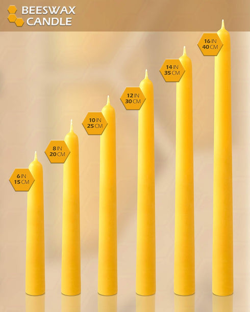Hyoola 6" Beeswax Taper Candles, 6 Hour Burn Time, Yellow Beeswax Candles, 2 Pack