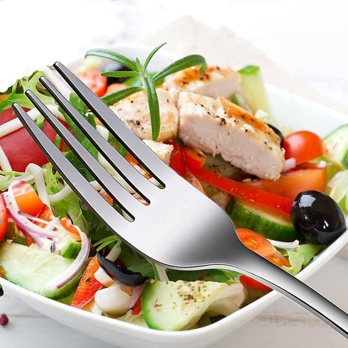 Dinner Forks Set of 6, Top Food Grade Stainless Steel Silverware Forks, 8 Inches, Mirror Finish & Dishwasher Safe