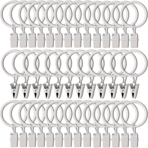 40 Pack Curtain Rings with Clips, Drapery Clips with Rings, 1.26 in Interior Diameter, Fits up to 1 in Curtain Rod,