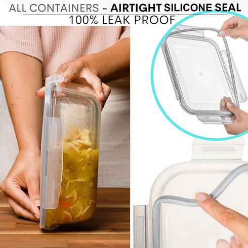 Razab 4 Pc Airtight Large Glass Food Storage Containers with Lids, BPA Free, Leak Proof Meal Prep Containers (2700ML &