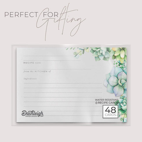 48 Succulents Recipe Cards, 4x6 inches, Water Resistant