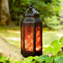LampLust Moroccan Lantern with Lights - 11 Inch Decorative Indoor Lantern with LED Fairy Lights, Black Metal & Red Glass