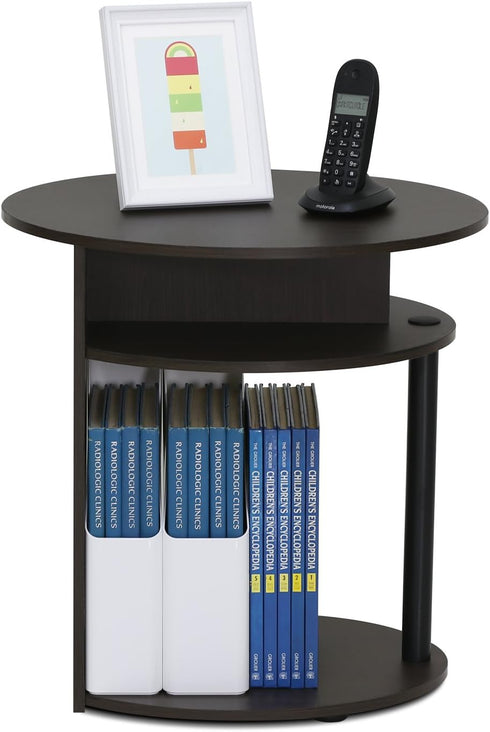 Walnut Oval End Table - Modern Three-Tier Design for Any Space