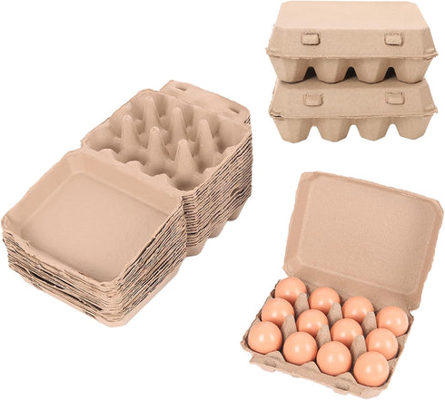 Ccuiicy 20 Pack Egg Cartons Bulk, 3x4 Style Reusable Empty Natural Paper Pulp