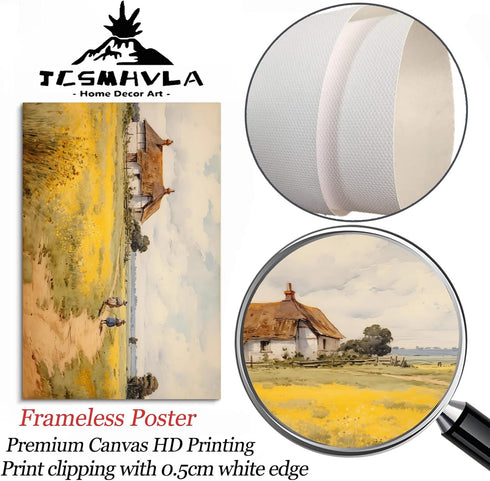 JCSMHVLA Natural Rustic Wall Art, Spring Landscape Prints Country Wildflower Canvas Artwork No Frame