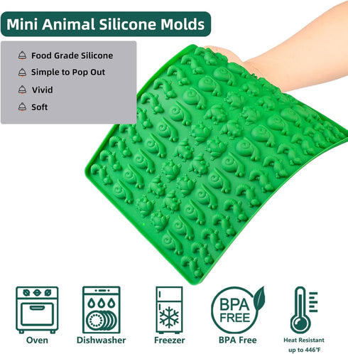 Mini Animal Silicone Mold - 70 Cavities Chocolate Candy Molds for Making Gummy/Cake Decor/Fondant/Biscuits for Kids