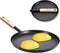 Frying Pan Skillet 8-Inch Flat Griddle Pan, Lightweight Grill Pan with Wooden Handle for Indoor Outdoor Cooking