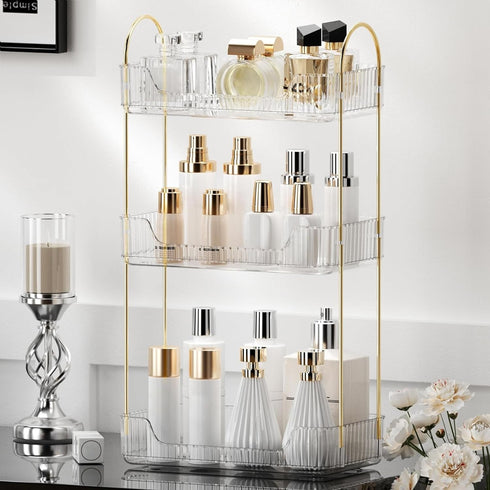 YCIA&DONE Bathroom Organizer Countertop, Makeup Storage, Skincare Cosmetic Tray Shelf, Perfume Holder