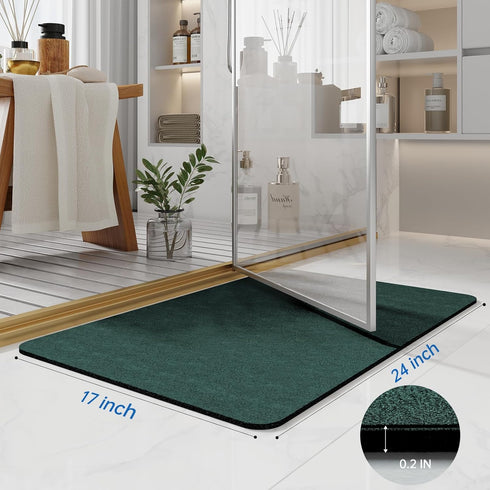 Bath Mat Rugs 24x17 - Diatomaceous Earth Quick Dry Absorbing Non Slip Thin Bathroom Mat for Bathroom Floor
