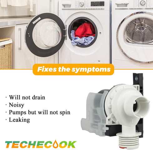 Techecook Washer Drain Pump 137221600 134051200 - Replacement for Kenmore Frigidaire Washing Machine (365-DAYS WARRANTY)