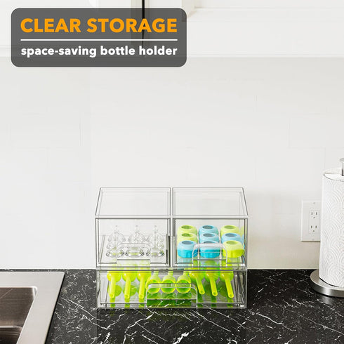 Countertop, 3 Pack, 2S1L, 7.8"H SpaceAid Bottle Storage Organizer Baby - Acrylic Bottles Station Organizer Container