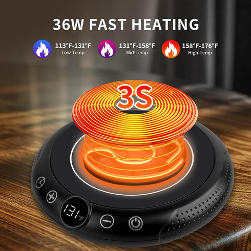 8-Temp Setting 1-12H Coffee Mug Warmer, Electric Cup Warmer for Desk, Candle Warmer Plate with Temperature Display