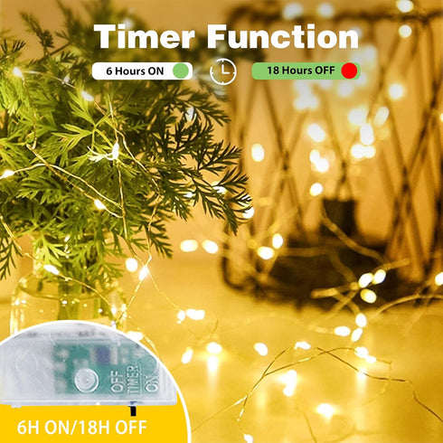 2-Pack 16FT 50 Fairy Lights Battery Operated with Timer, Waterproof LED String Lights Indoor Outdoor, Cuttable Starry