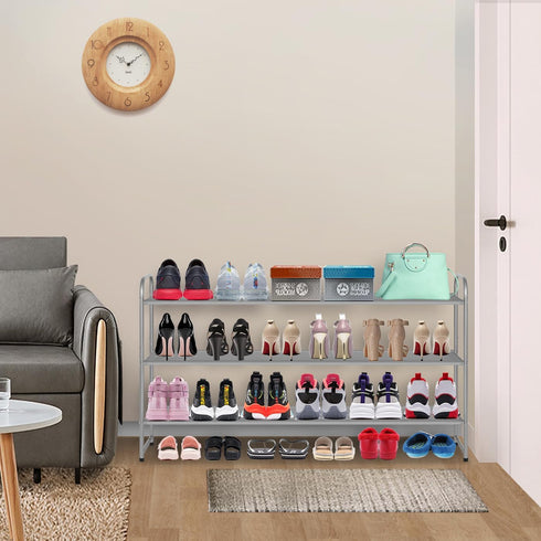 3 Closet 24 MISSLO Long Tier Shoe Rack for Shoe Organizer Storage Stackable Wide Shoe Shelf Holds Pairs of Men
