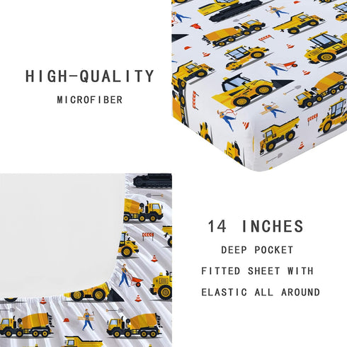 3D 1 2 Yasida Full Size Bed Sheets Boys Full Car Fitted Sheet Cartoon Excavator Truck Lifter Bedding Printed Washable