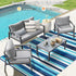 (5x8ft,Stripe/Blue&White) HUGEAR Outdoor Plastic Straw Rug, Waterproof Mat, Washable Large Floor Mat and Rug