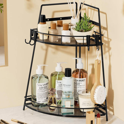 VITVITI 2 Tier Corner Bathroom Counter Organizer, Metal Bathroom Countertop Organizer Shelf