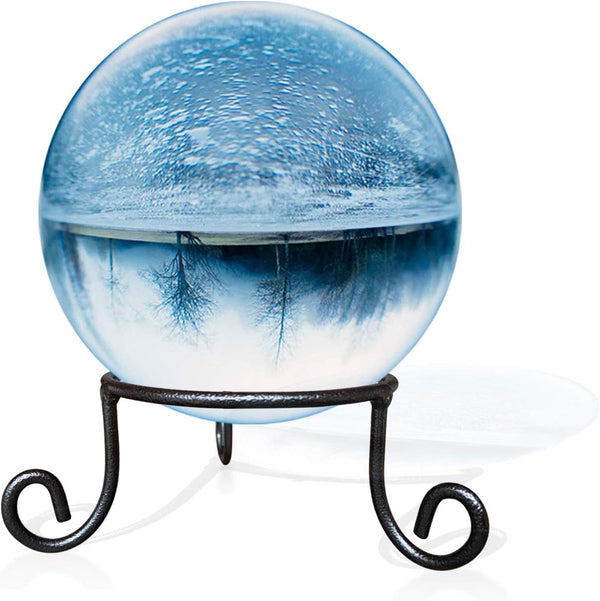 Black Iron Gazing Globe Stand, Wrought Iron Sphere Holder, Crystal Ball and