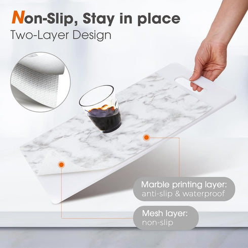 Shelf and Drawer Liner for Kitchen Cabinet Non Adhesive Fridge Liner Washable Reusable Easy to Clean Strong Grip Liner for Cabinets, Dresser, Cupboard Drawers, White Marble (12 in x 20 FT) by Windimiley