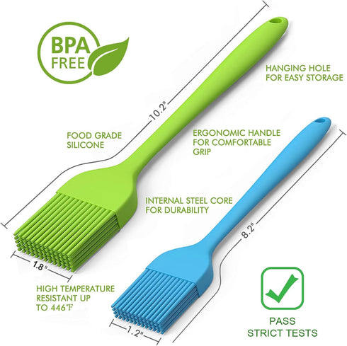 Silicone Basting Pastry Brush - Cooking Brush for Oil, Sauce, Butter Marinades, Food Brushes for BBQ Grill Kitchen