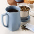 14 oz Tea Forte Ceramic Fiore Cup with Handle, Removeable Stainless Steel Infuser Basket and Lid, Steeps Loose Leaf