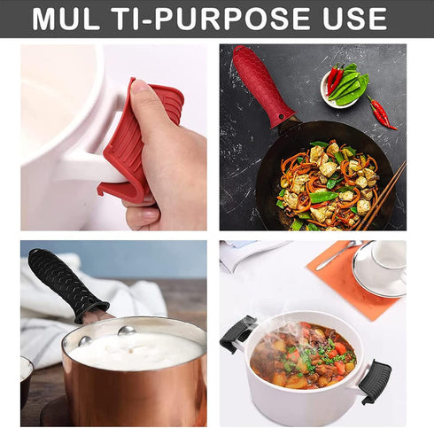 3 Pack Silicone Hot Handle Holders Cover, Non-Slip Pot Holder Sleeve for Frying Pan, Casserole, Baking Sheets
