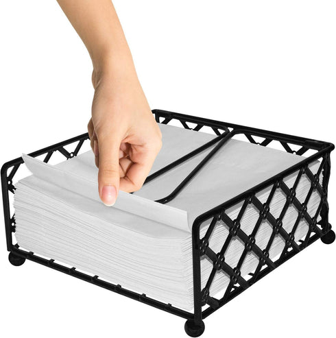 Blue Donuts Lattice Collection Napkin Holder, Flat Napkin Holder for Kitchen and Dining Tables, Black