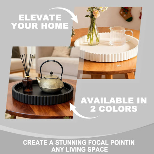 HUGZNLFEI Round Decorative Tray for Coffee Table Decor - Resin Modern Table Centerpieces Decorative Trays for Kitchen