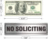 No Soliciting Sign for House Door 7.0" x 2.0" Aluminum Metal Signboard with Strong Self Adhesive (4 Pack, Silver)