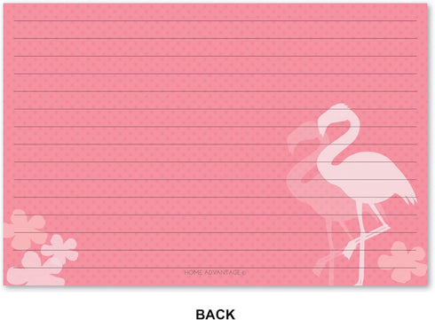 Home Advantage Pink Flamingo Design Set of 50 Double Sided Family 4x6 Recipe Cards