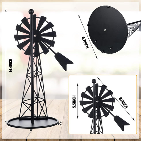 Windmill Paper Towel Holder, Western Standing Roll Holder for Kitchen Countertop, Rustic Country Decor (14.4 Inch)